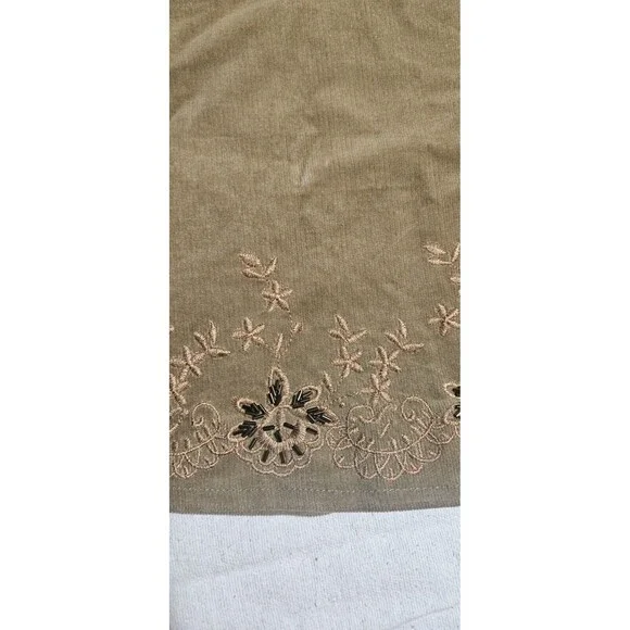 Kool Jeans Skirt Women's L Tan Corduroy Skirt Embroidered Floral Cottagecore Y2k - Picture 4 of 7